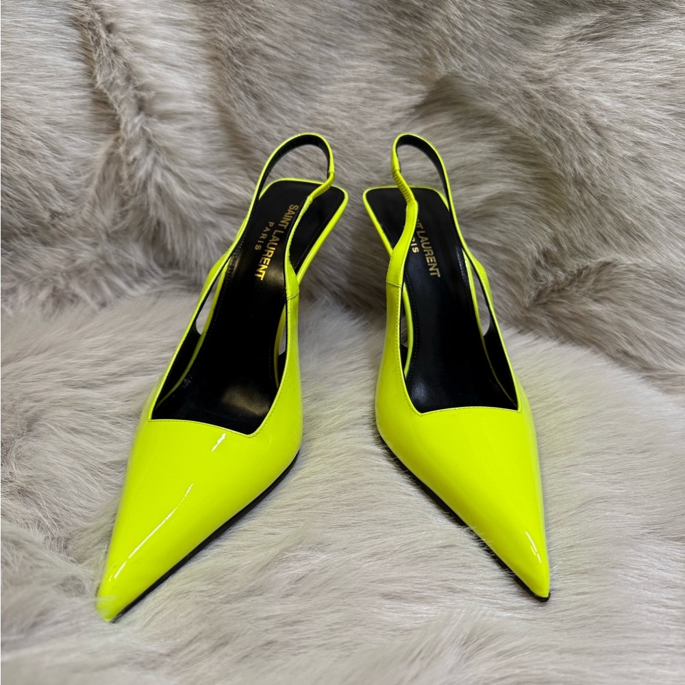 Yves Saint Laurent Yellow Heels Slingback Pumps